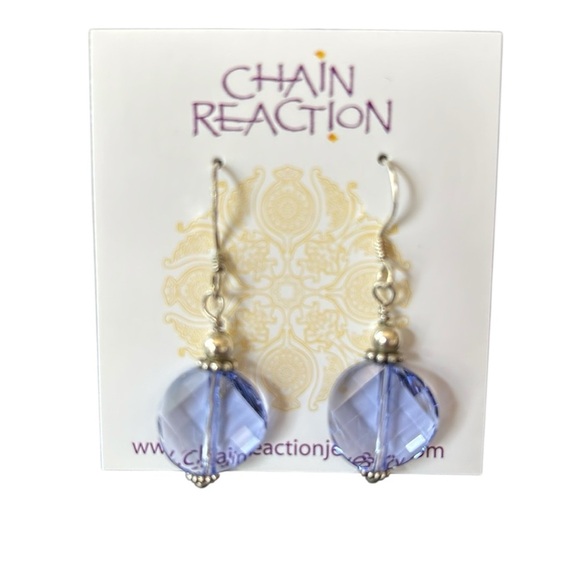 Periwinkle Blue Faceted Crystal Earrings in Sterling Earwires - Picture 1 of 6